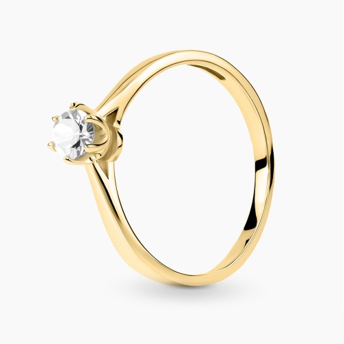 Pierścionek zaręczynowy Vicenza żółte złoto 585 z białym topazem 0,30 ct