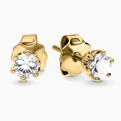 Kolczyki Vicenza żółte złoto 585 z białymi topazami 0,40 ct 2