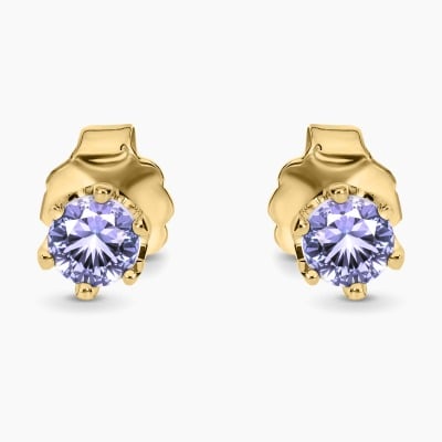 Kolczyki Vicenza żółte złoto 585 z tanzanitami 0,36 ct