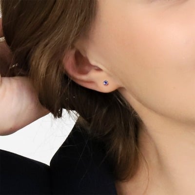 Kolczyki Vicenza żółte złoto 585 z tanzanitami 0,36 ct 2