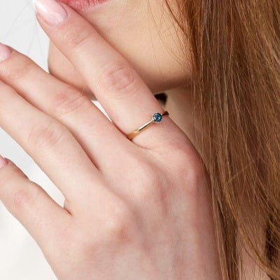 Pierścionek zaręczynowy Vicenza żółte złoto 585 z topazem... 2