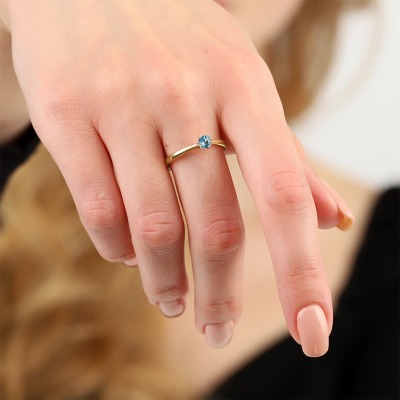 Pierścionek zaręczynowy Vicenza żółte złoto 585 z topazem... 2