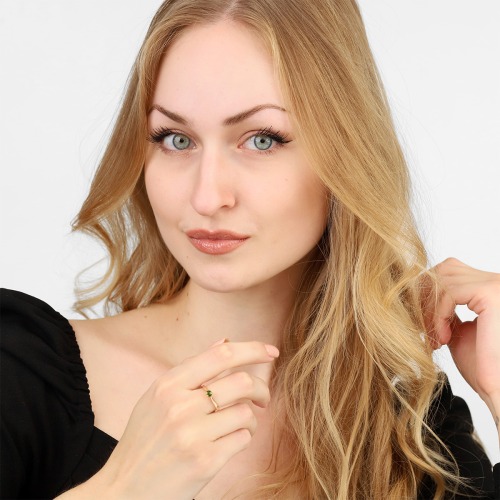 Pierścionek zaręczynowy Vicenza żółte złoto 585 z oliwinem 0,30 ct