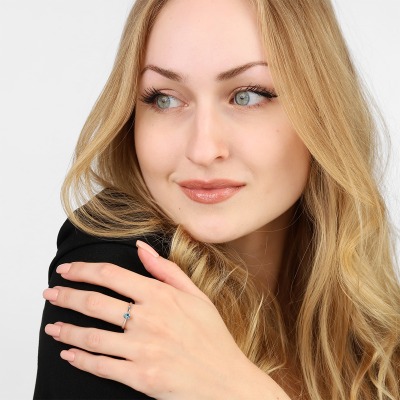 Pierścionek zaręczynowy Vicenza białe złoto 585 z topazem... 2