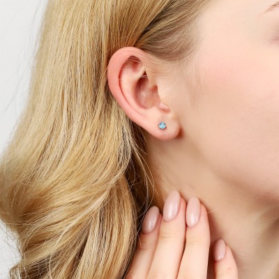 Kolczyki Vicenza dwukolorowe złoto 585 z topazami swiss... 2