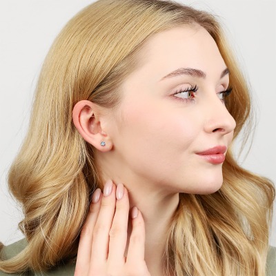 Kolczyki Vicenza białe złoto 585 z topazami swiss 0,40 ct 2