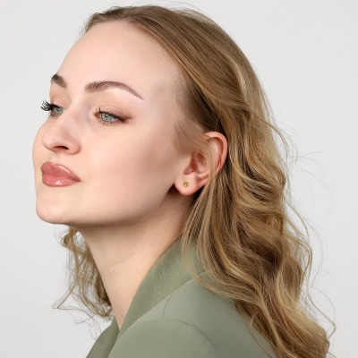 Kolczyki Vicenza dwukolorowe złoto 585 z cytrynami 0,20 ct 2