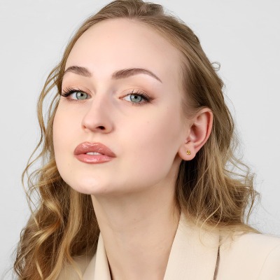 Kolczyki Vicenza białe złoto 585 z cytrynami 0,20 ct 2