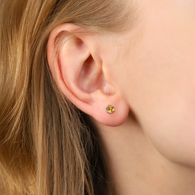 Kolczyki Vicenza dwukolorowe złoto 585 z cytrynami 0,30 ct 2