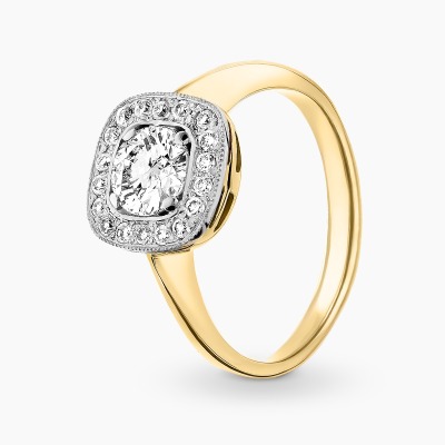 Pierścionek z żółtego i białego złota 585 z brylantami...