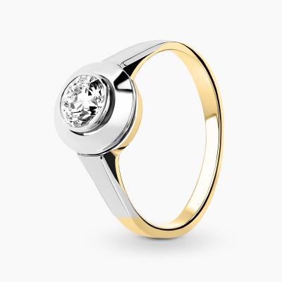 Pierścionek z żółtego i białego złota 585 z brylantem...