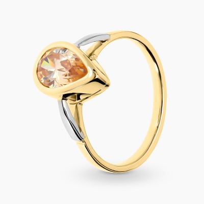 Pierścionek z dwukolorowego złota 585 z cytrynem 2,16 ct