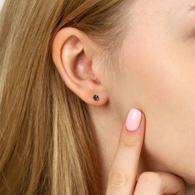 Kolczyki Vicenza żółte złoto 585 z kwarcami dymnymi 0,30 ct 2