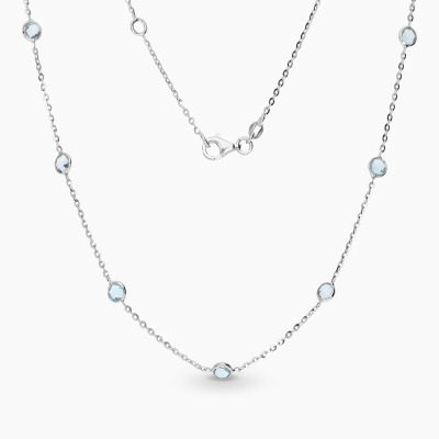 Naszyjnik z białego złota 585 z okrągłymi topazami dł. 45 cm