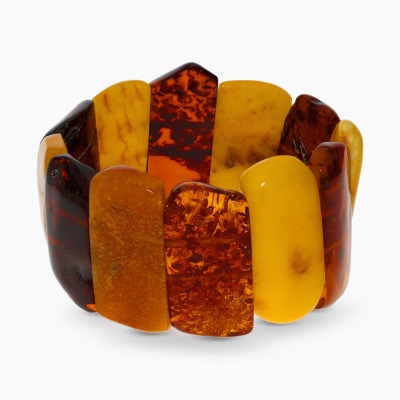 Bransoletka z okazałych, różnokolorowych bursztynów