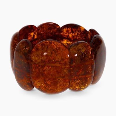 Bransoletka z okazałych koniakowych bursztynów