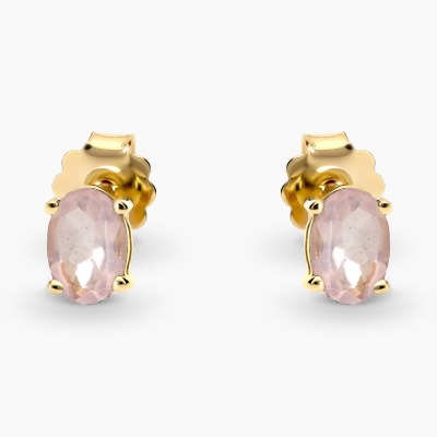 Kolczyki z żółtego złota 585 z kwarcami różowymi 1,25 ct