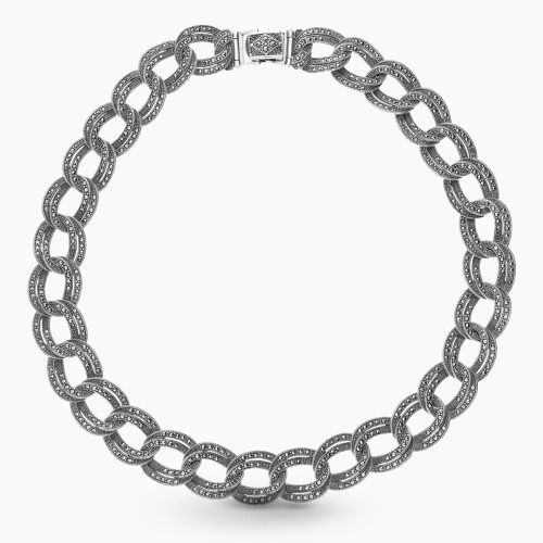 Naszyjnik, kolia ze srebra 0,925 z pirytami dł. 44 cm