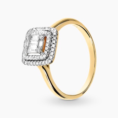 Pierścionek z dwukolorowego złota 585 z brylantami i...