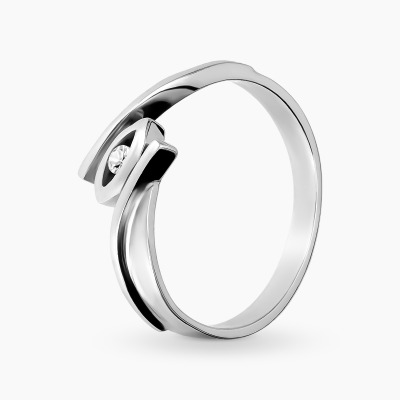 Pierścionek z białego złota 585 z cyrkonią  2,14 g