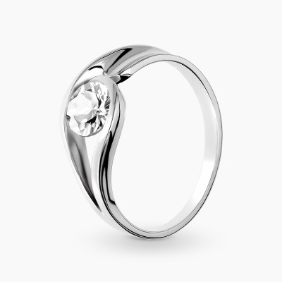 Pierścionek z białego złota 585 z okazałą cyrkonią 2,5 g