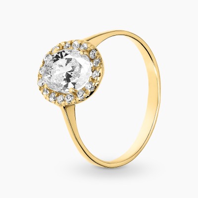 Pierścionek z żółtego złota 585 z cyrkoniami 1,95 g