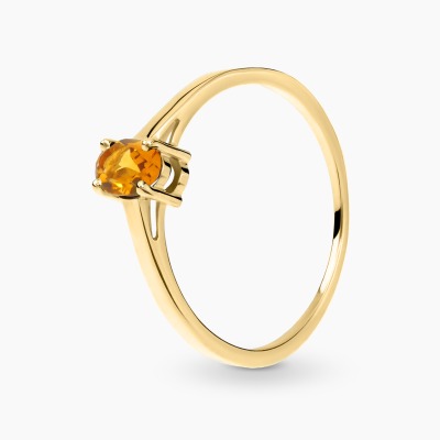 Pierścionek z żółtego złota 585 z cytrynem  0,35 ct