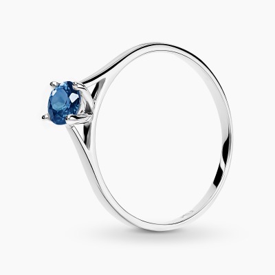 Pierścionek Sorrento z białego złota 585 z szafirem 0,50 ct