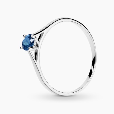 Pierścionek Sorrento z białego złota 585 z szafirem 0,30 ct