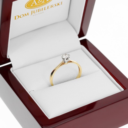 Pierścionek zaręczynowy dwukolorowe złoto 585 Vicenza z brylantem 0,23 ct