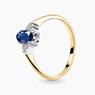 Pierścionek Perugia z dwukolorowego złota 585 z szafirem...