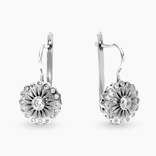 Kolczyki białe złoto 585 kwiaty z brylantami 0,54 ct Vs/G