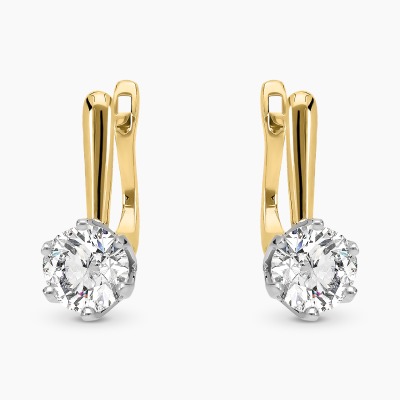 Kolczyki z żółtego i białego złoto 585 z brylantami 2,07...