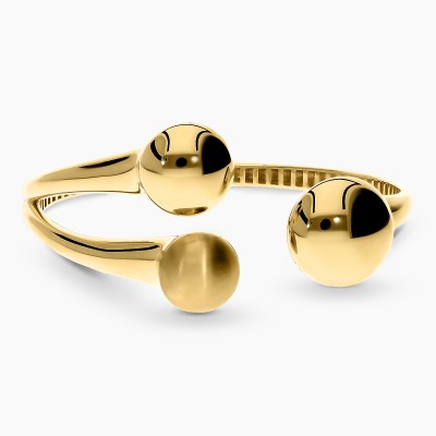 Bransoletka sztywna z żółtego złota 585 z kuleczkami