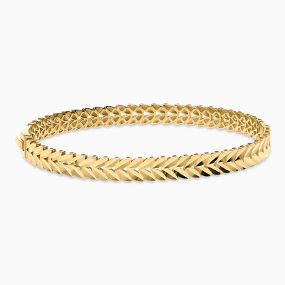 Bransoletka sztywna z żółtego złota 585 jodełka