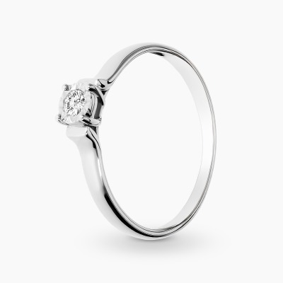 Pierścionek klasyczny z białego złota 585 z brylantem...