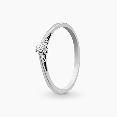 Pierścionek klasyczny z białego złota 585 z brylantem...