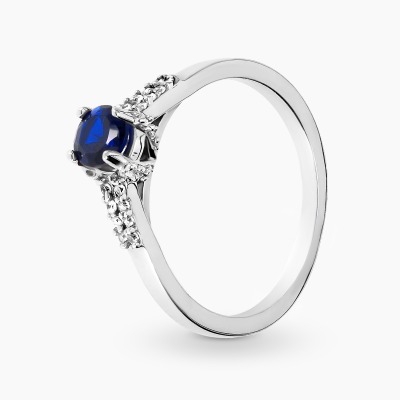 Pierścionek z białego złota 585 z cyrkoniami 2,61 g