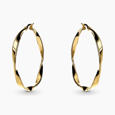 Kolczyki nieregularne koła z dwukolorowego złoto 585