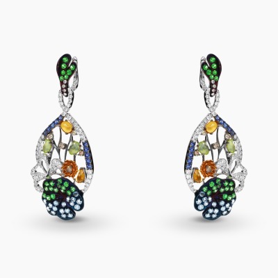 Kolczyki wiszące z białego złota 750 z brylantami i...