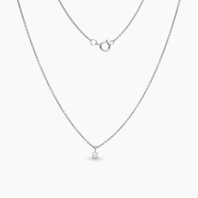 Naszyjnik z białego złota 750 z brylantem 0,1 ct
