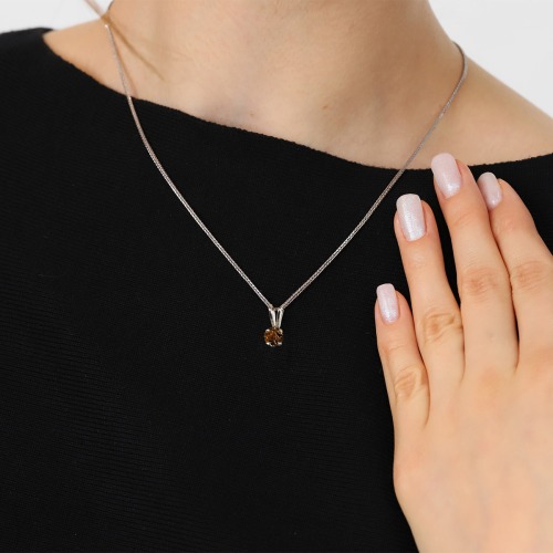 Zawieszka Sorrento z białego złota 585 z kwarcem dymnym 0,45 ct