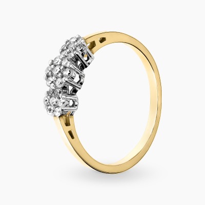 Pierścionek z żółtego i białego złota 585 kwiatki z...