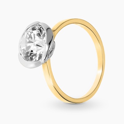 Pierścionek z żółtego i białego złota 585 z okazałą...