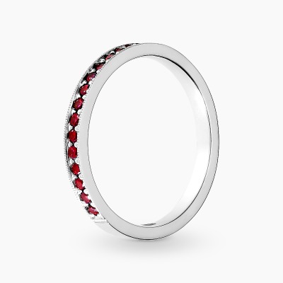 Pierścionek obrączka z białego złota 585 z kolorowymi...