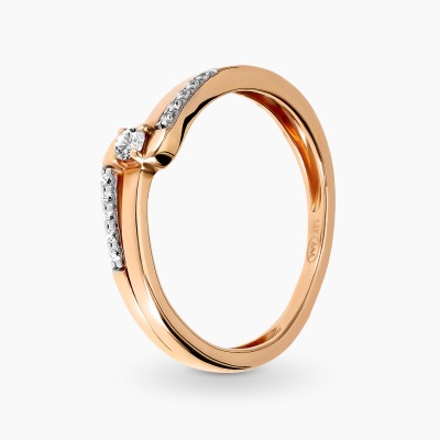Pierścionek z różowego złota 585 z cyrkoniami 2,19 g