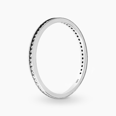 Pierścionek w formie obrączki z białego złota 585 z...