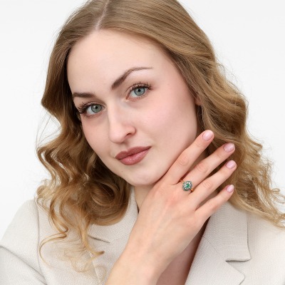 Pierścionek dwukolorowe złoto 585 z diamentami i... 2