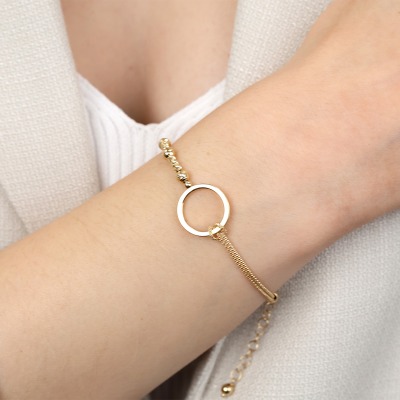 Bransoletka z żółtego złota 585 z okrągłym elementem... 2