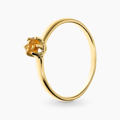 Pierścionek z żółtego złota 585 z cytrynem 0,26 ct